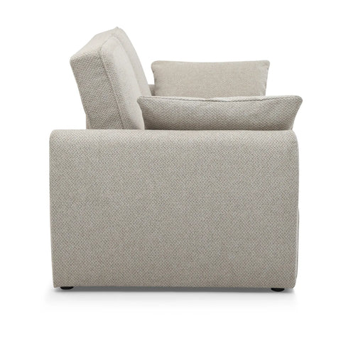 Burnley Natural Textured Weave Fabric Sofa Bed, also available in Grey Textured Weave Fabric - Side View of Sofabed