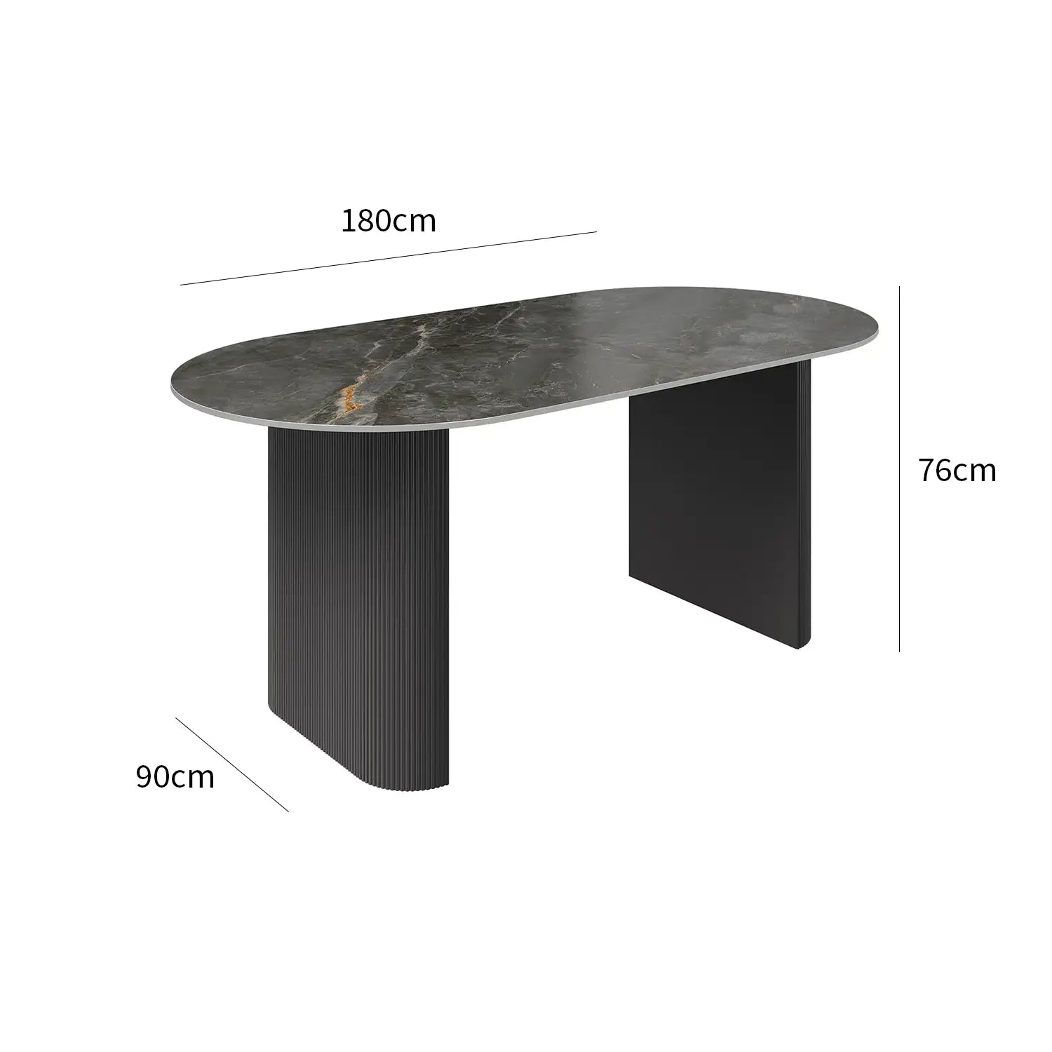 Cartier 180cm Oval Gloss Grey Ceramic Dining Table Set - Dining Table Dimensions 