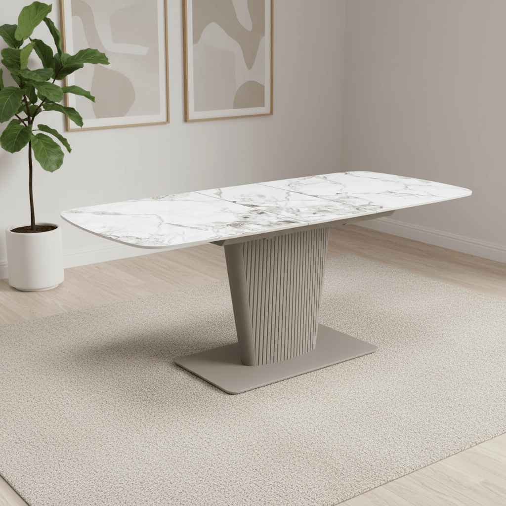 Catania 160-200cm White Ceramic Extending Dining Table