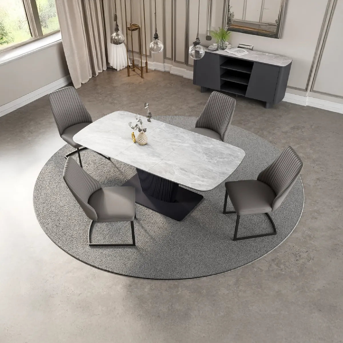 Catania 160-200cm Light Grey Ceramic Extending Dining Table