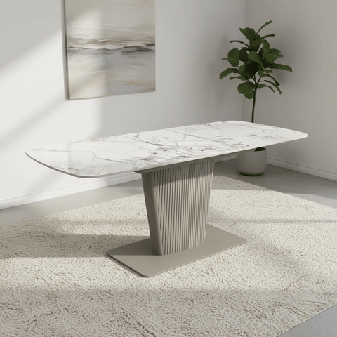 Catania 130-170cm White Ceramic Extending Dining Table