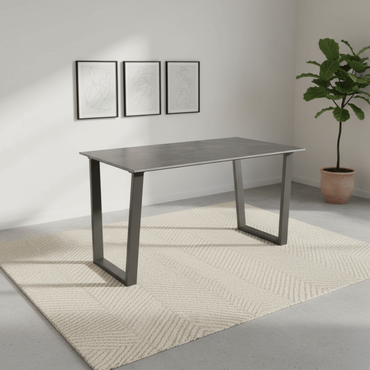 Cerutti 140cm Grey Ceramic Dining Table