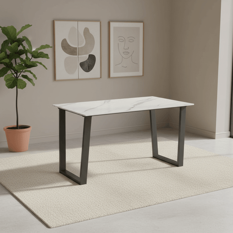 Cerutti 140cm White Ceramic Dining Table