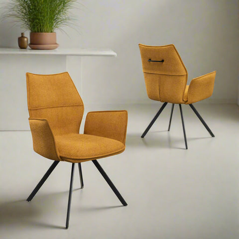 Iris Mustard Fabric Dining Chair - Set of 4