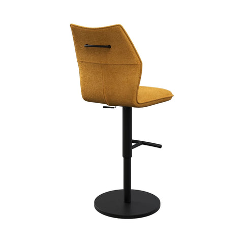 Iris Fabric Adjustable Bar Stool swivel function and black metal pedestal base