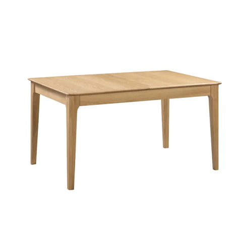 Wooden costwold light oak dining table on a white background