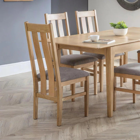 Cotswold Oak Dining Chairs with Grey Linen Seats – Pair