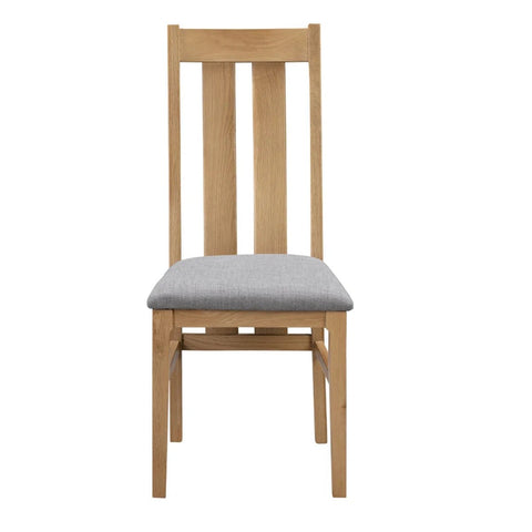 Cotswold Oak Dining Chairs with Grey Linen Seats – Pair