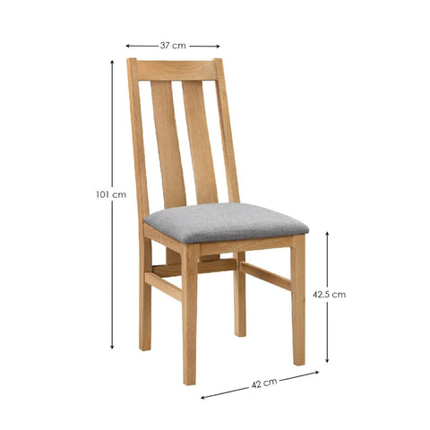 Cotswold Oak Dining Chairs with Grey Linen Seats – Pair