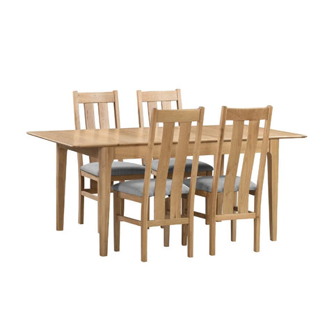 Cotswold Oak Extending Dining Table & Grey Linen Chairs Set