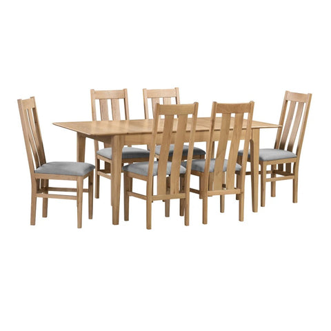 Cotswold Oak Extending Dining Table & Grey Linen Chairs Set