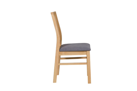 Light Oak Dining Chair Fabric Seat - Side