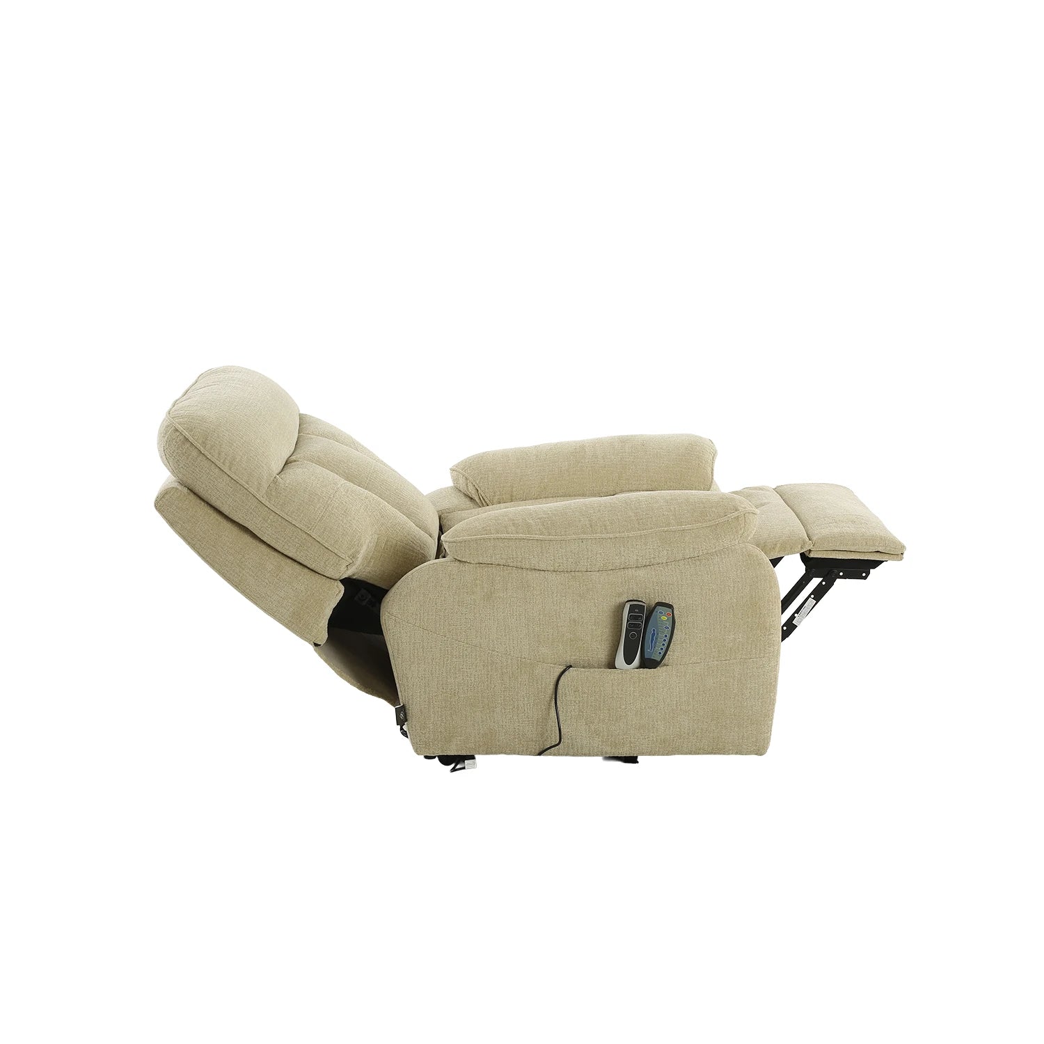 Camborne Beige Fabric Electric Rise & Recline Massage Chair with Heat