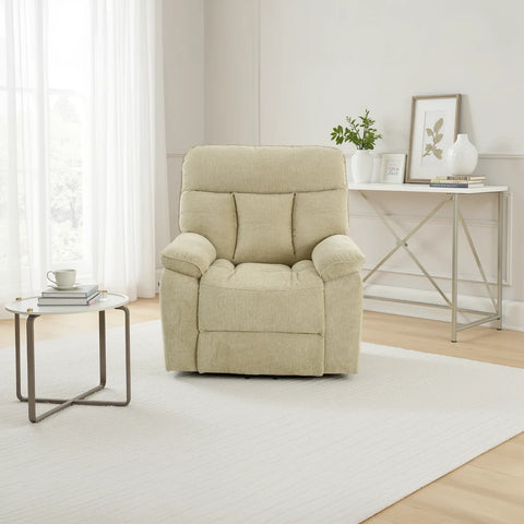 Camborne Electric Rise and Recline Chair in Beige Colour with Massage and heat function styled in a room