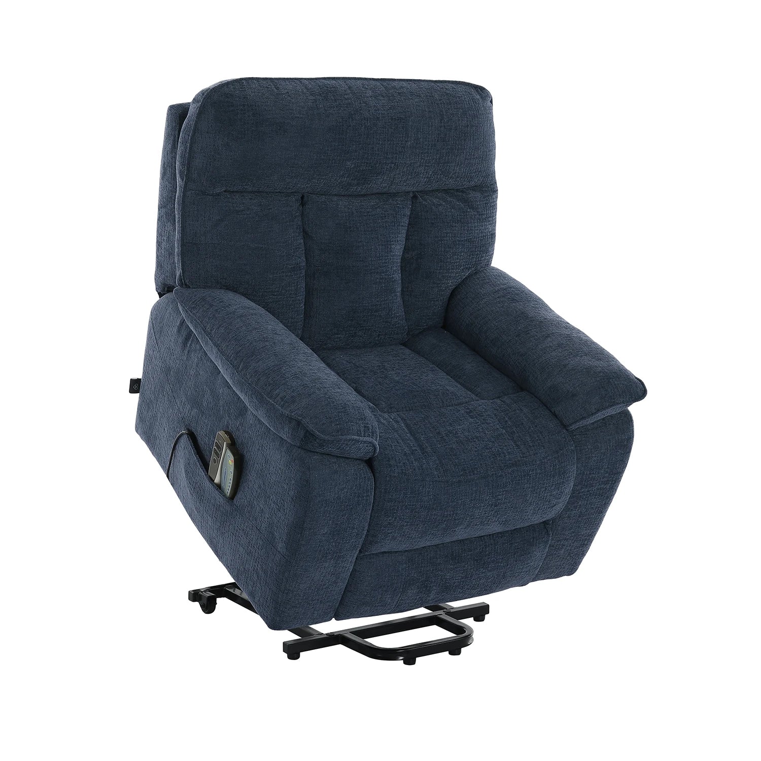 Camborne Electric Rise and Recline Chair in BLUE Fabric Colour with Massage and heat function