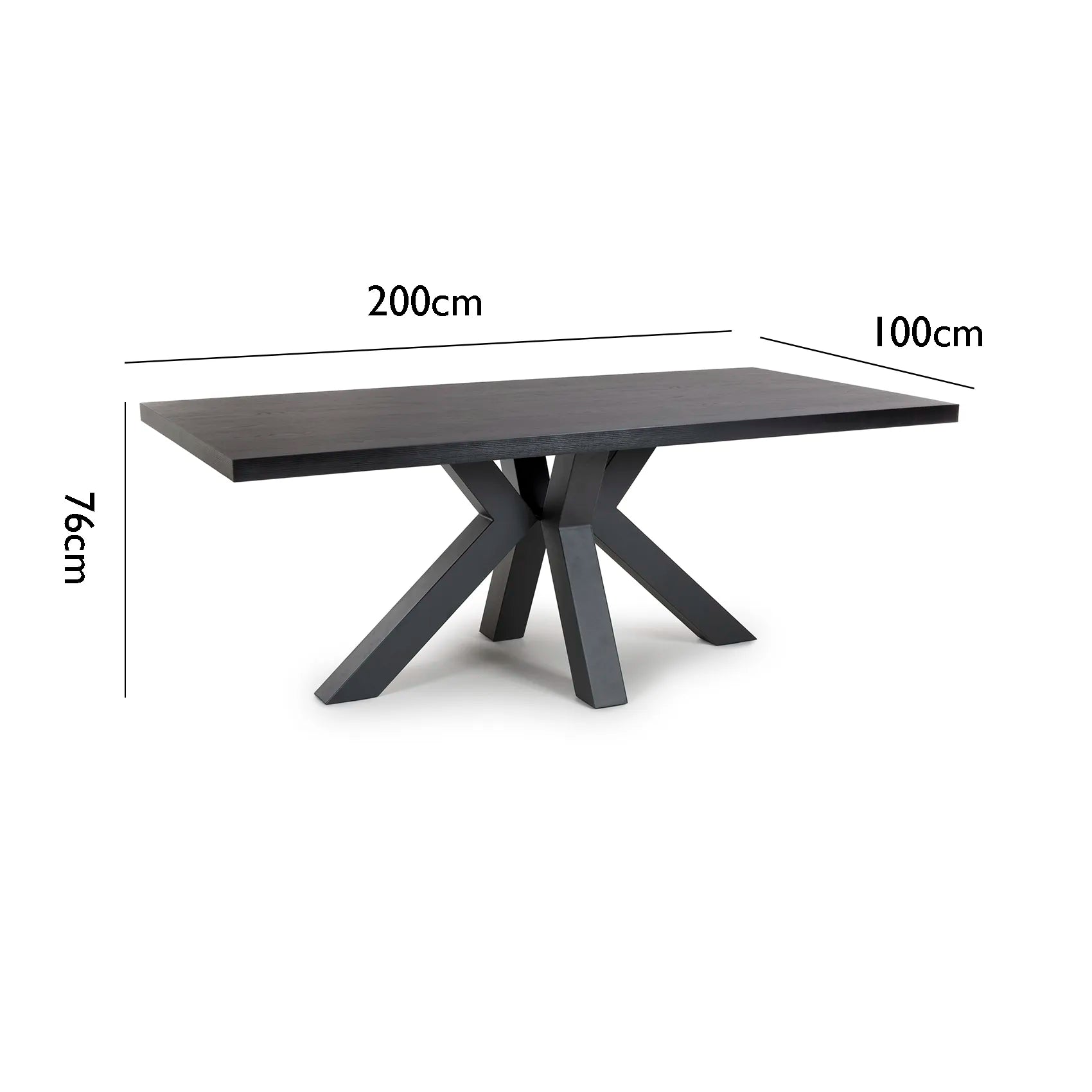 Camden 200cm Black Oak Dining Table - Pendle Village Furniture