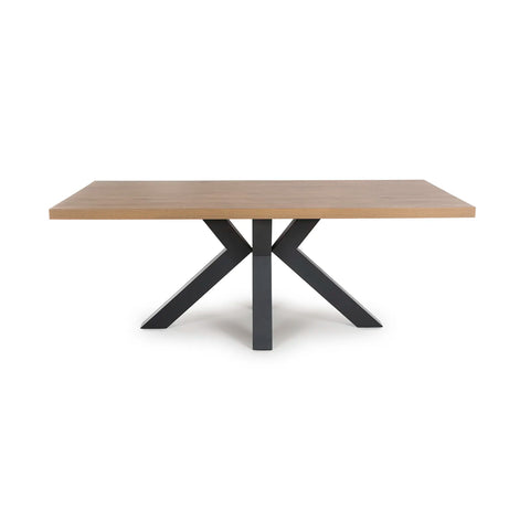 Camden 200cm Rustic Oak Dining Table with 6 Bosley Dining Chairs - Pendle Village Furniture