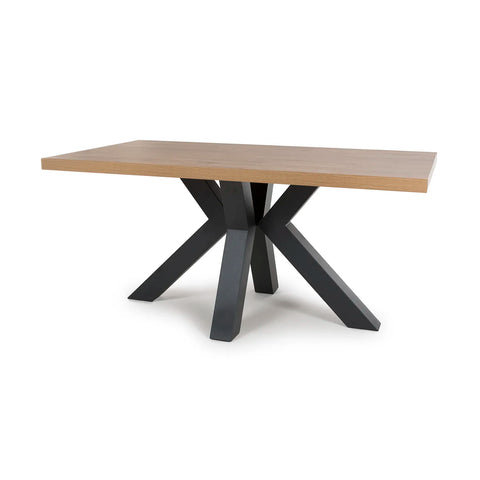 Camden 200cm Rustic Oak Dining Table with 6 Bosley Dining Chairs - Pendle Village Furniture