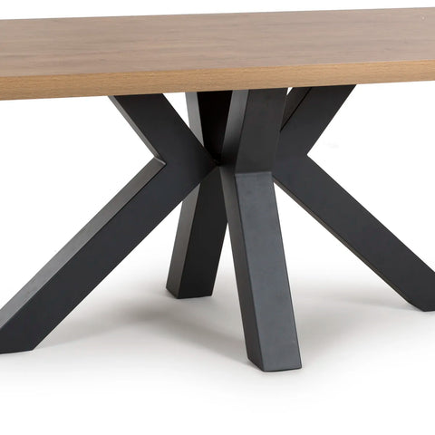 Camden 200cm Rustic Oak Dining Table with 6 Bosley Dining Chairs - Pendle Village Furniture