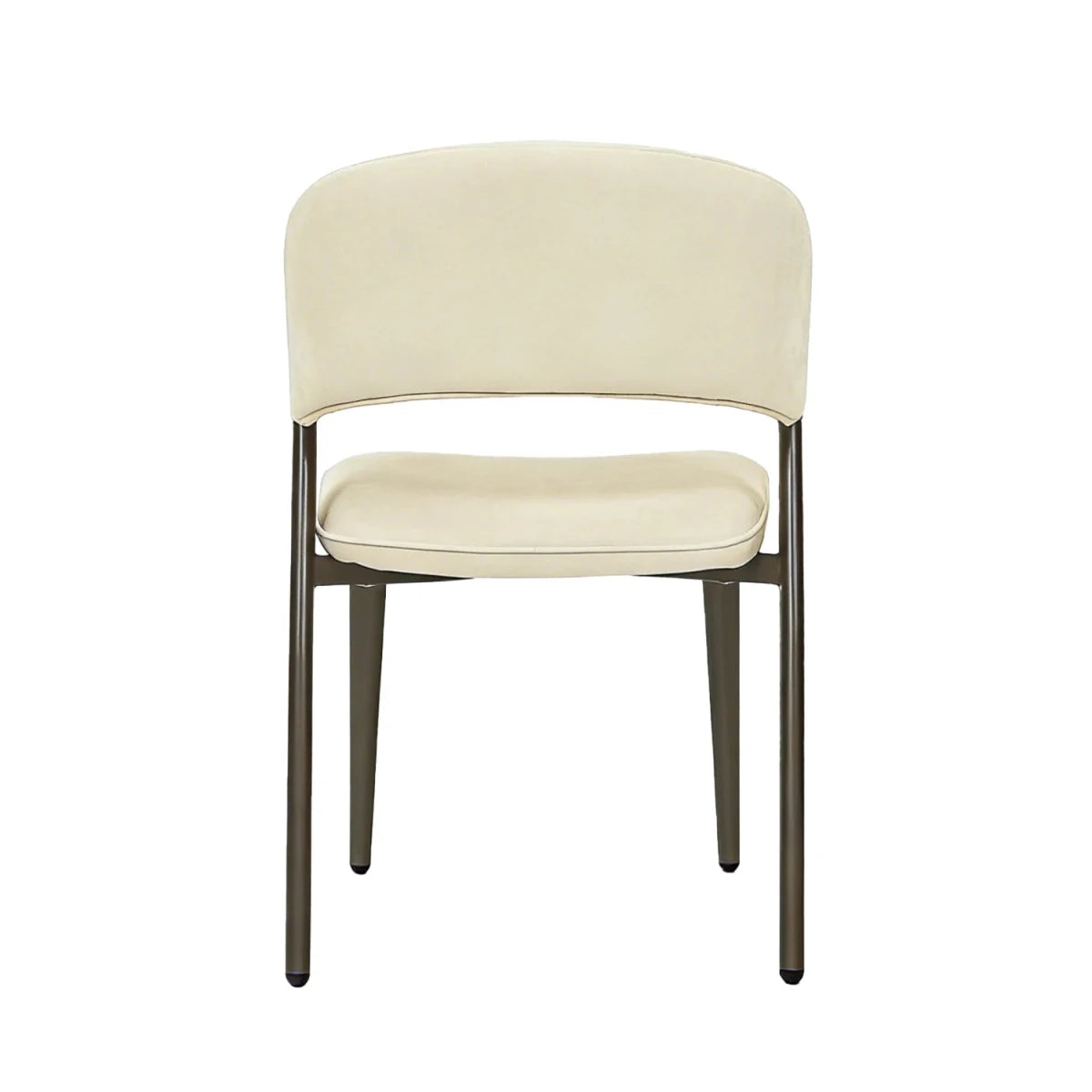 Camilla Beige chair with dark metal legs on a white background