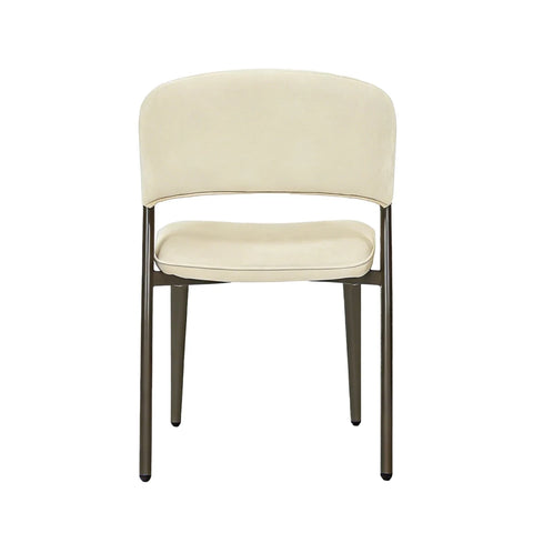 Camilla Beige chair with dark metal legs on a white background