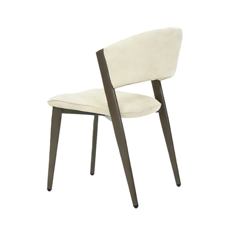 Chair with beige cushioned seat and backrest on a white background