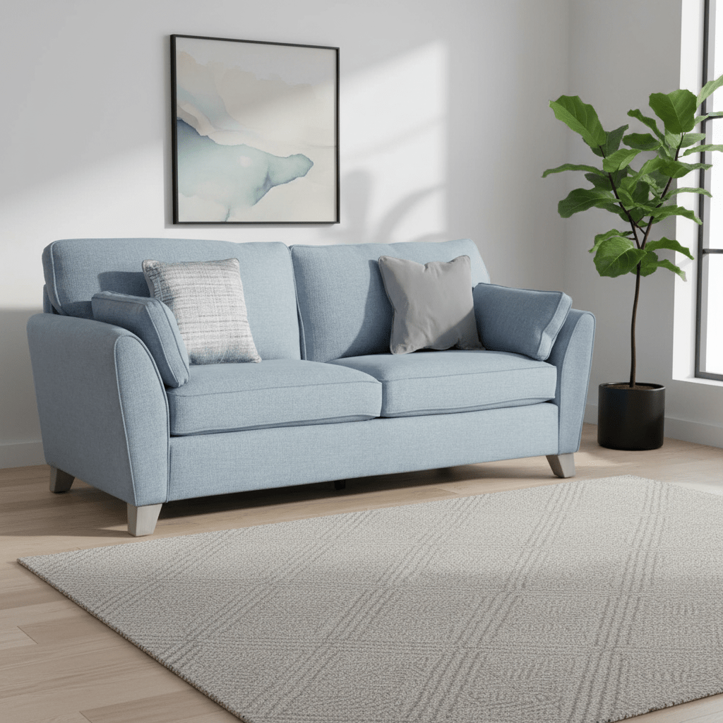 Cromwell Blue Linen Fabric Sofa