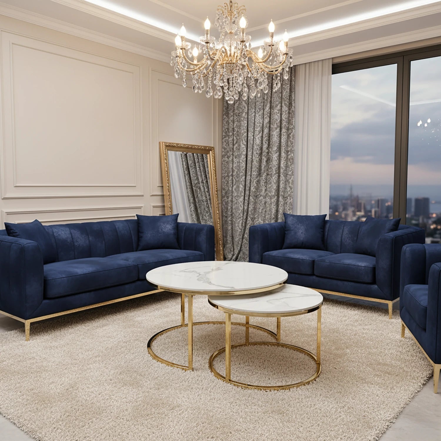 Capri Polar White Sintered Stone Nest of 2 Round Coffee Tables - Pendle Village Furniture