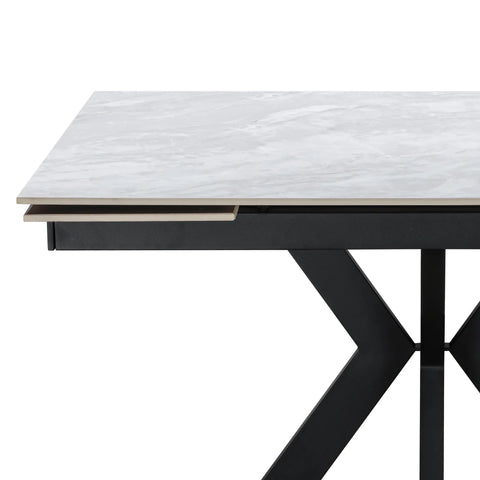 Casper Pearla Grey High Gloss Ceramic Extending Dining Table 120–180cm
