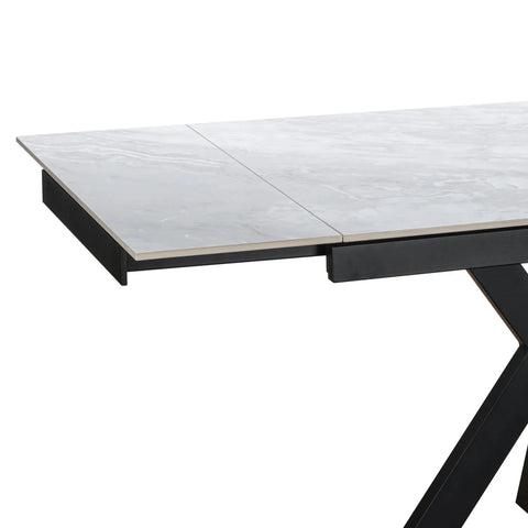 Casper Pearla Grey High Gloss Ceramic Extending Dining Table 120–180cm