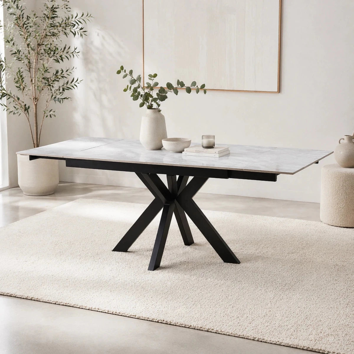 Casper Pearla Grey High Gloss Ceramic Extending Dining Table 120–180cm