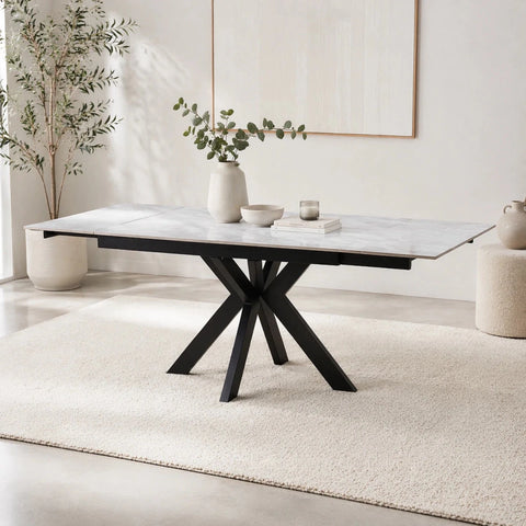 Casper Pearla Grey High Gloss Ceramic Extending Dining Table 120–180cm