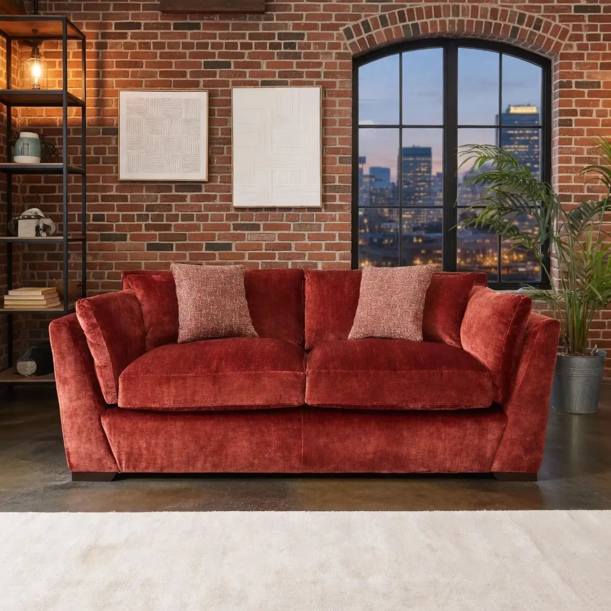 Caressa Fabric 3-Seater Sofa in a modern living room