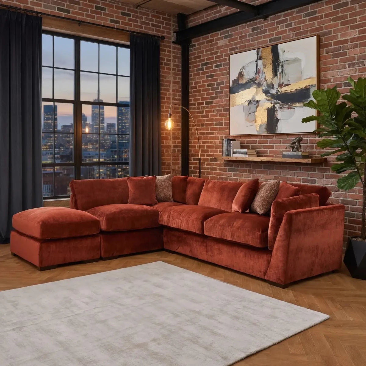Caressa Fabric Corner Sofa FST-LFC-RH2 in a modern living room