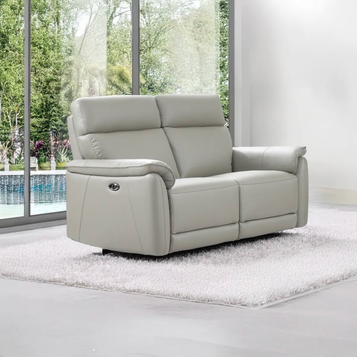 Carlton 3 Seater Electric Recliner Sofa – Light Grey Premium Leather - Pendle Village Furniture
