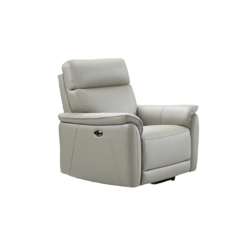 Carlton Light Grey Leather Electric Recliner Armchair