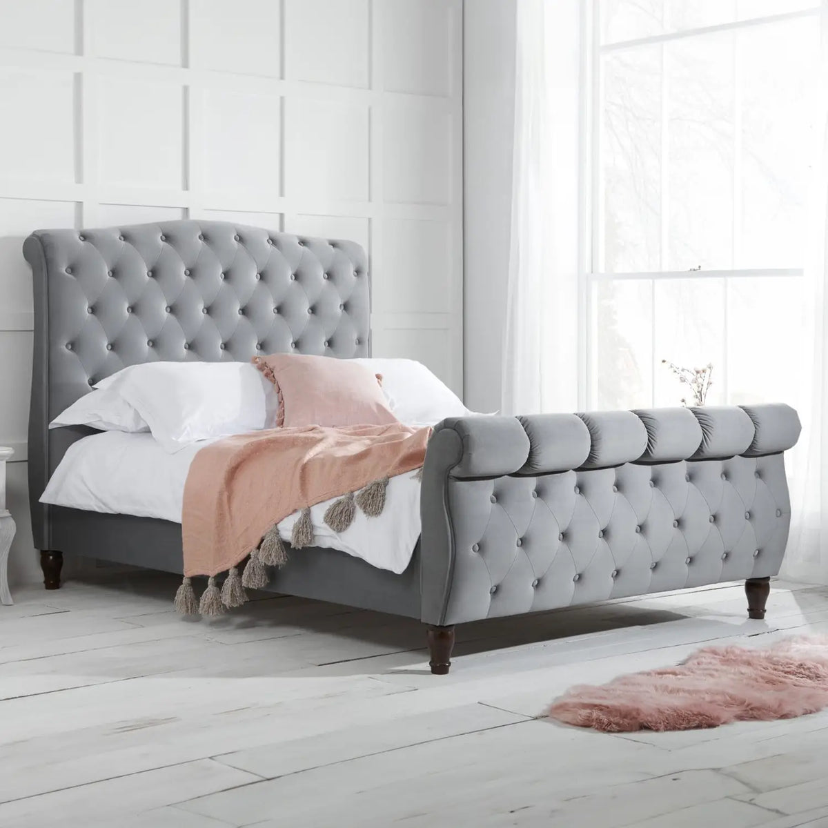 Carolina Button back Headboard King Bed Frame - Pendle Village Furniture