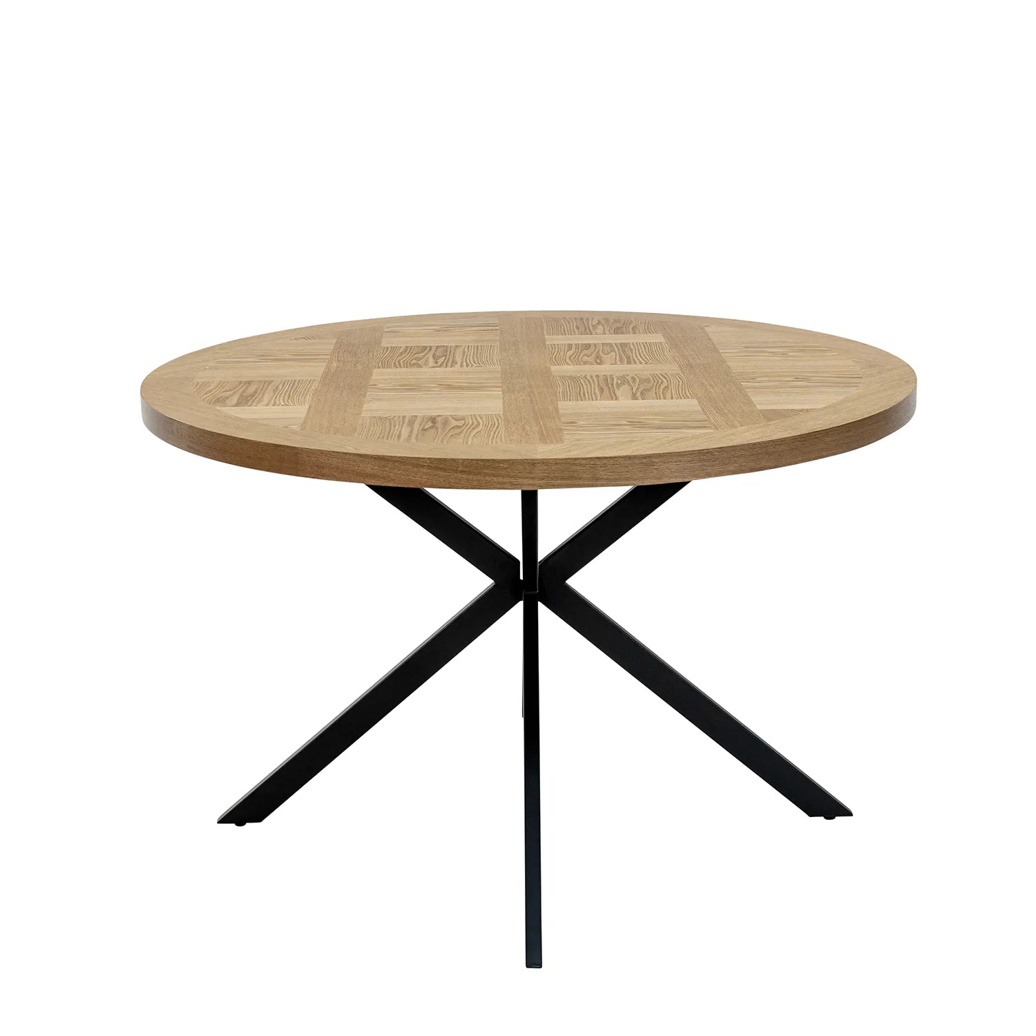 Carson Round Oak Veneer Dining Table with 4 Ellison Chairs - Pendle Village Furniture
