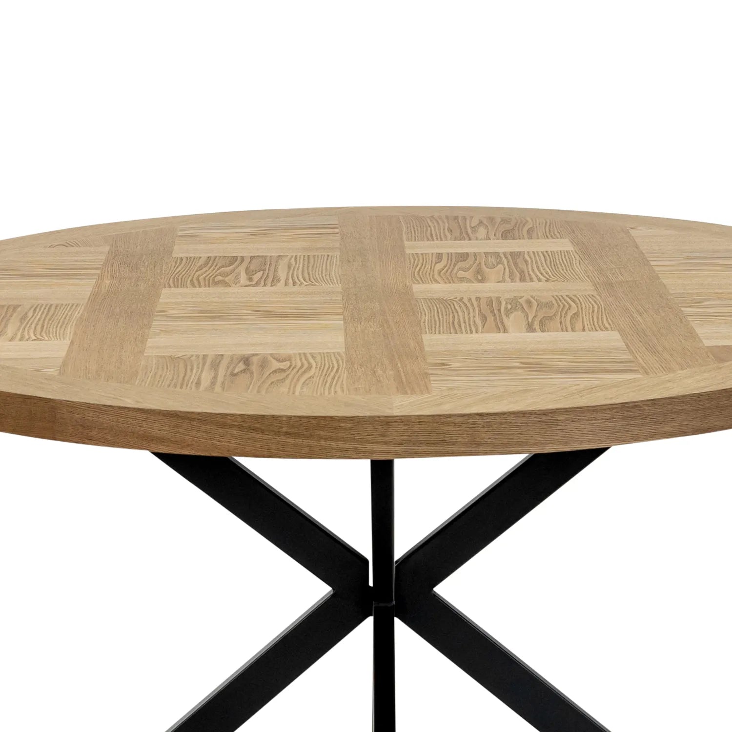 Carson Round Oak Veneer Dining Table with 4 Ellison Chairs - Pendle Village Furniture