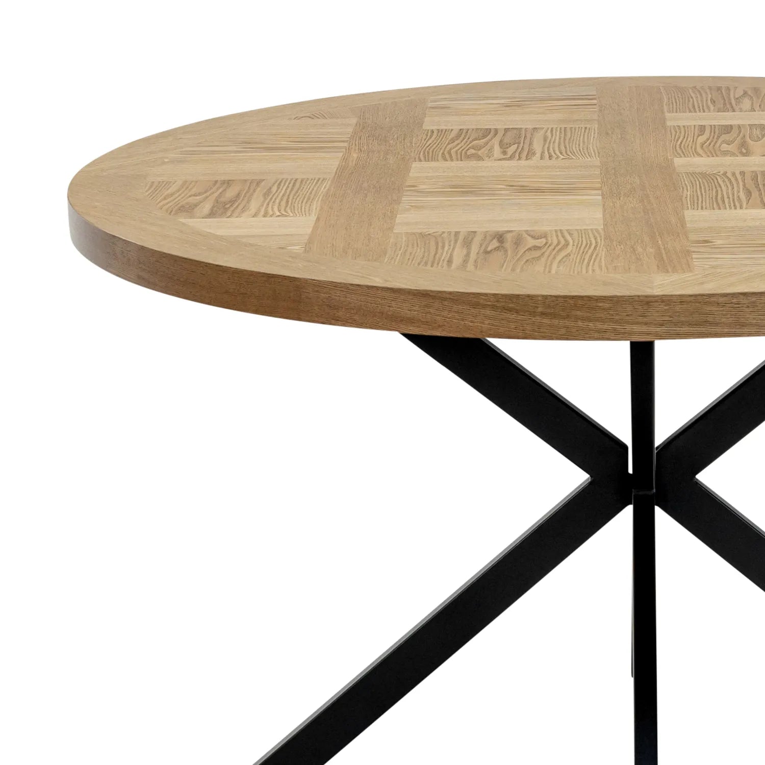 Carson Round Oak Veneer Dining Table with 4 Ellison Chairs - Pendle Village Furniture