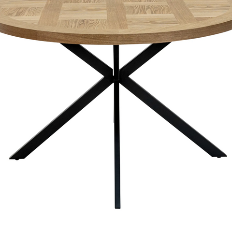 Carson Round Oak Veneer Dining Table with 4 Ellison Chairs - Pendle Village Furniture