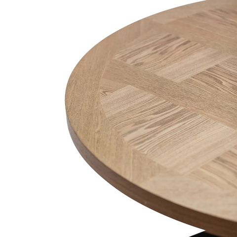 Carson Round Oak Veneer Dining Table with 4 Ellison Chairs - Pendle Village Furniture