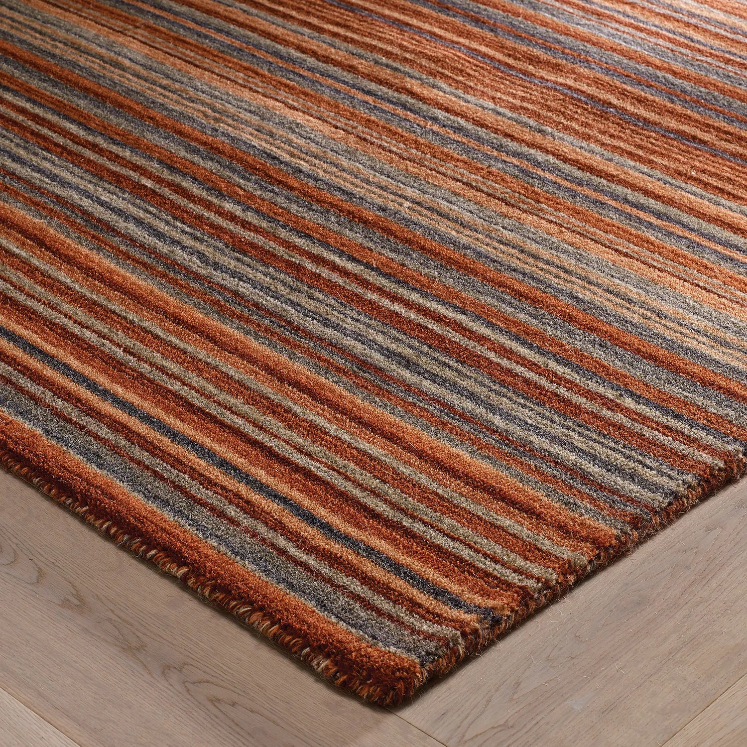Carter Modern Striped Rug in Rust/Orange - Pendle Village Furniture