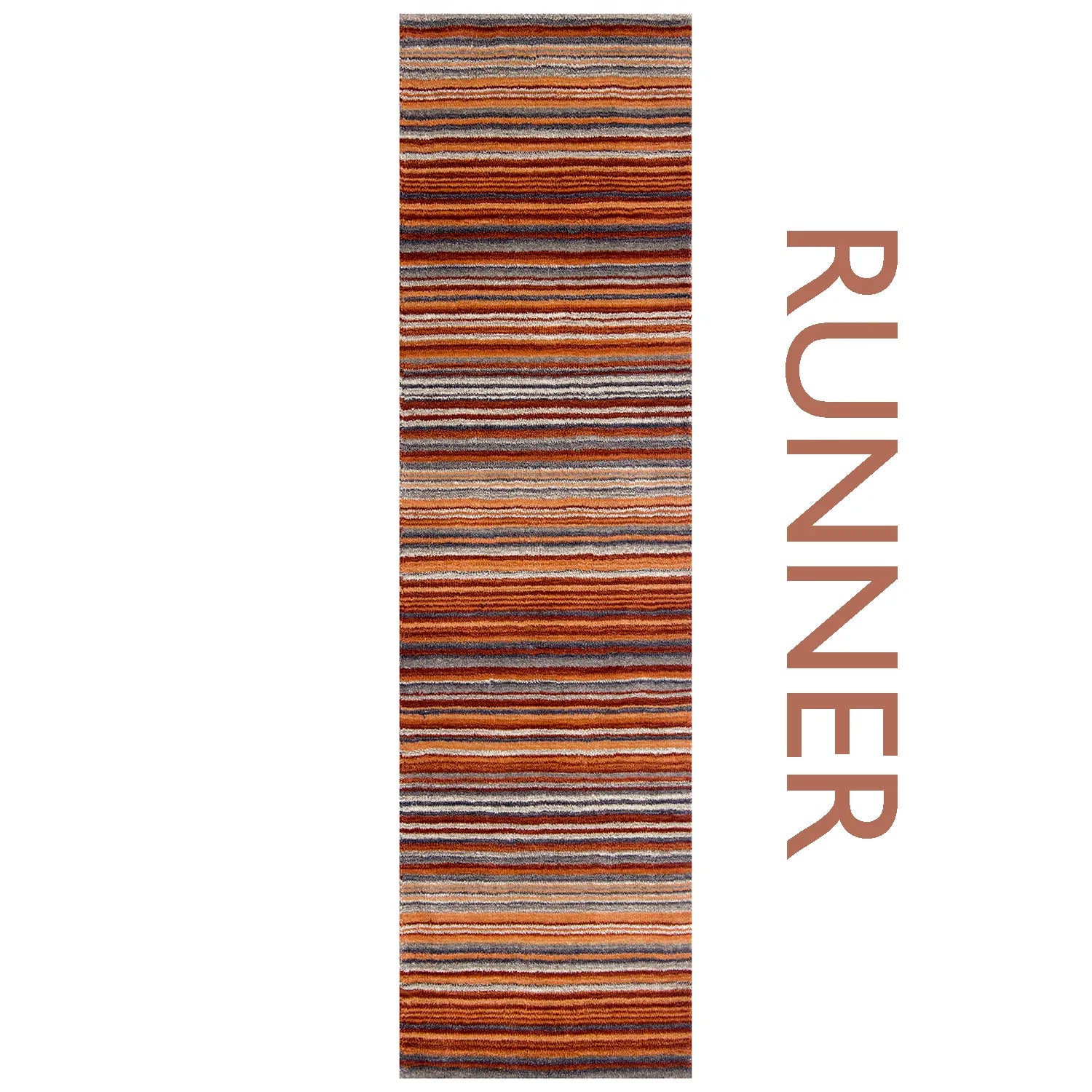 Carter Modern Striped Rug in Rust/Orange - Pendle Village Furniture
