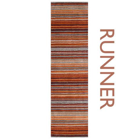 Carter Modern Striped Rug in Rust/Orange - Pendle Village Furniture