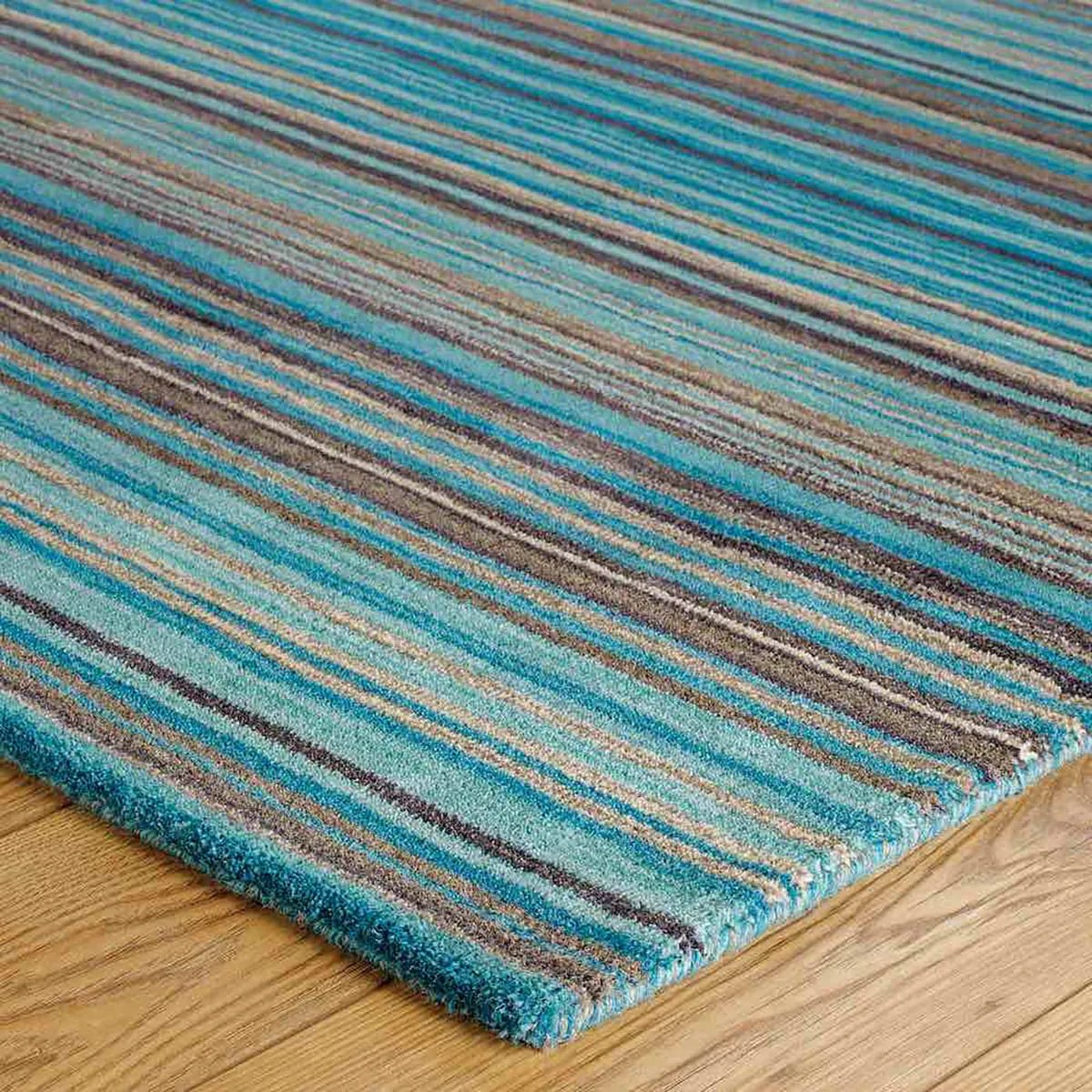 Carter Modern Striped Blue Rug - Pendle Village Furniture