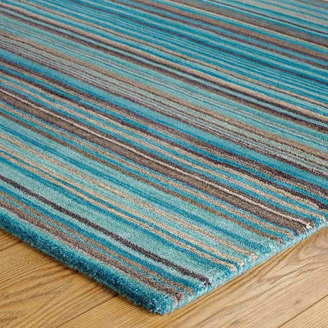 Carter Modern Striped Blue Rug - Pendle Village Furniture