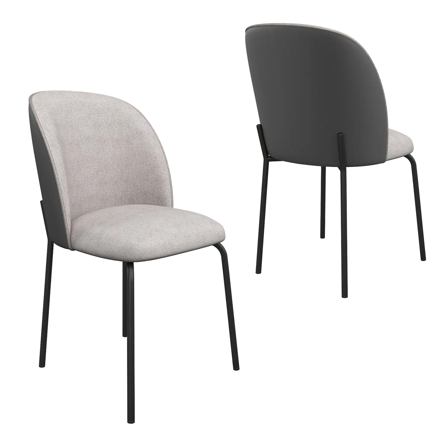 Cartier 180cm Oval Gloss Grey Ceramic Dining Table Set - Front and Back of Dining Chairs