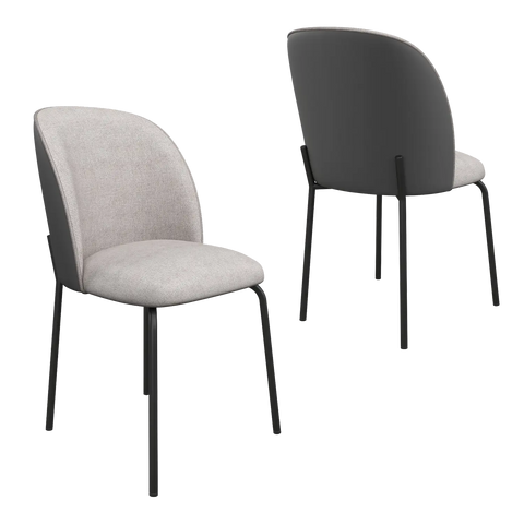 Cartier 180cm Oval Gloss Grey Ceramic Dining Table Set - Front and Back of Dining Chairs