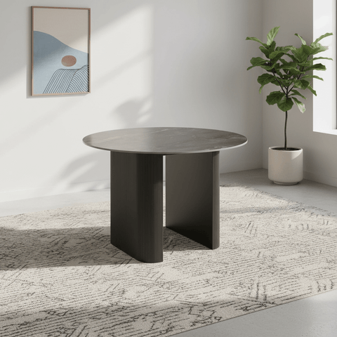 Cartier Round Gloss Grey Ceramic Dining Table -120cm